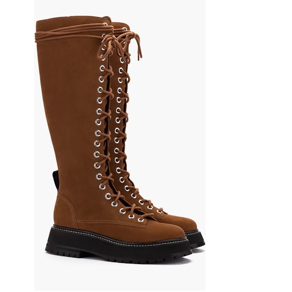 Larroudé Lara lace up Boots in brown size 38.5 - Picture 7 of 11